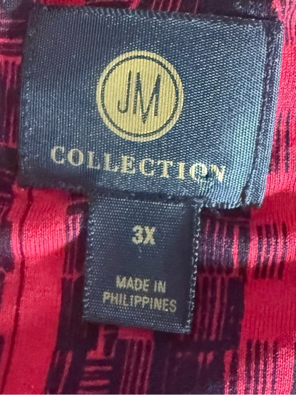 JM Collection 3X Plus Red Black Abstract Tunic Top 3/4 Sleeve NWT - Picture 6 of 9